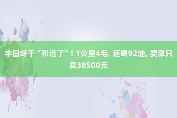 丰田终于“和洽了”! 1公里4毛, 还喝92油, 要津只卖38500元